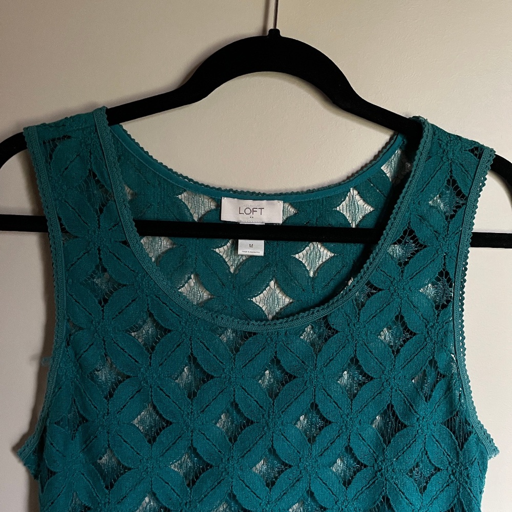 Loft Lacey Green Sleeveless Top